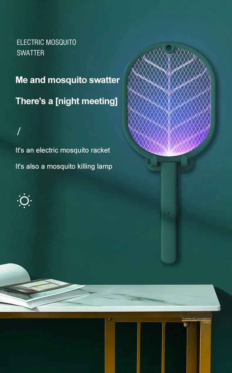 Electric Mosquito Swatter Mosquito Killer USB Rechargeable Angle Adjustable Electric Bug Zapper Fly Bat Insect Swatter
