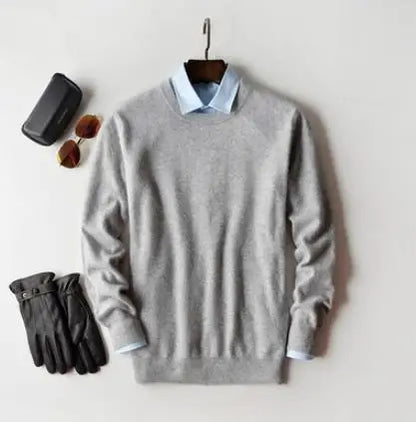 Cashmere Pullover Sweater - Men's V Neck Warm Cotton Blend Knitwear For Autumn Winter