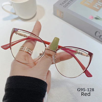 New Brand Design Retro Lady Cat Eye Frame Photochromic Anti Blue Light Computer Hyperopia Women Reading Glasses Degrees 0 to +6