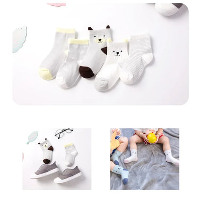 5 Pairs/Lot Kids Soft Cotton Socks Boy Girl Baby Infant Fashion Stripe Warm For Autumn Winter 0-6 Years Children Cartoon Sock