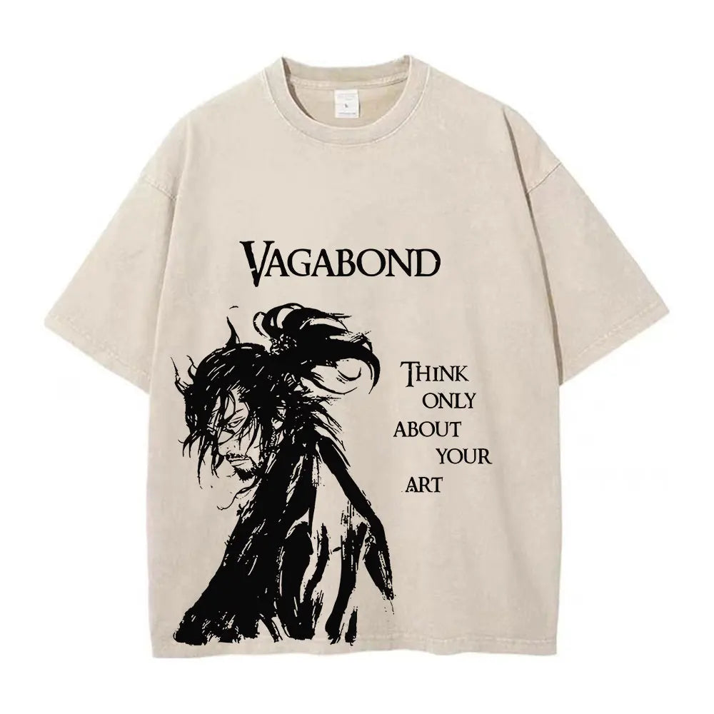 Men Streetwear Tshirt - Vintage Harajuku Anime Graphic Print Black Cotton Tee