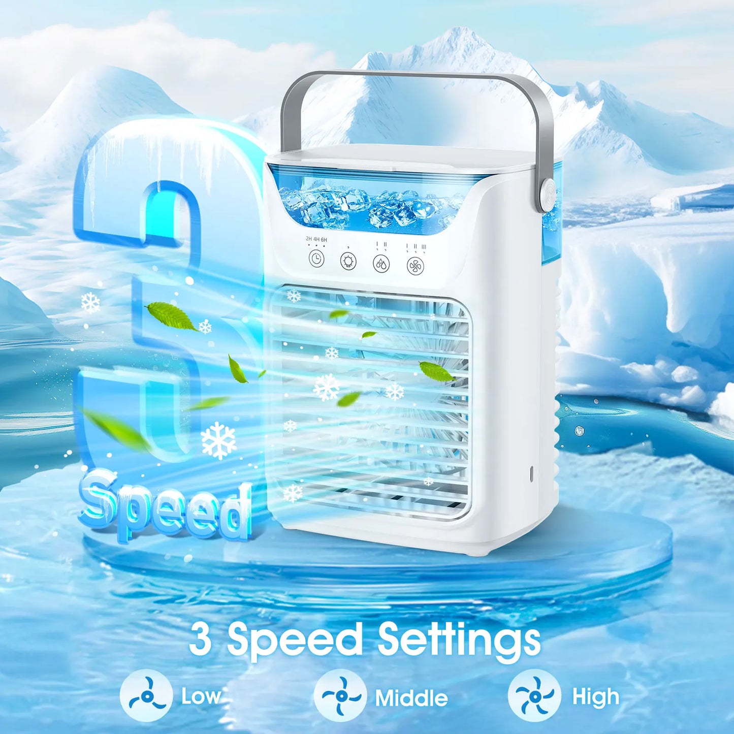 3 In 1 Fan AIr Conditioner Household Small Air Cooler LED Night Light Portable Humidifier Air Adjustment Fan Office Home Fan