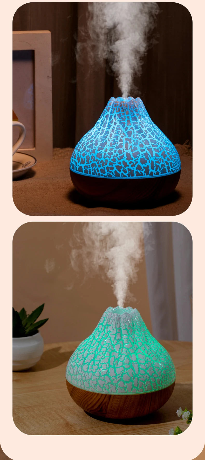 300ml USB Desktop Humidifier - Colorful Mist Diffuser  Air Purifier
