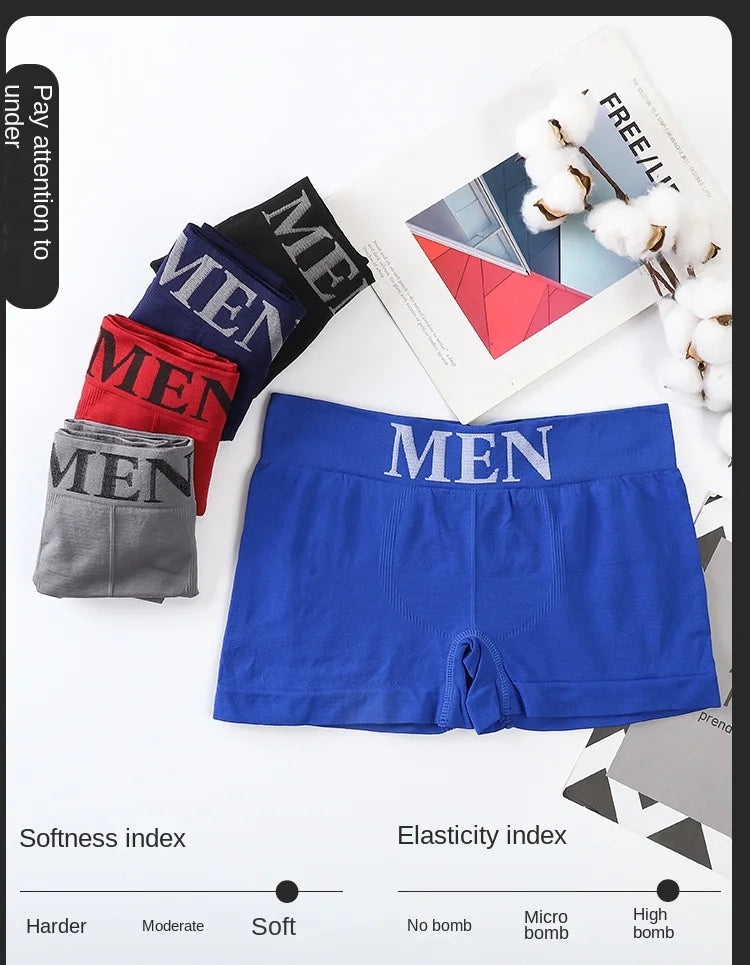 5PCS Thin High Elastic Men's Boxers Comfortable Plain Color Boxer Briefs Breathable Solid Underpants for Men
