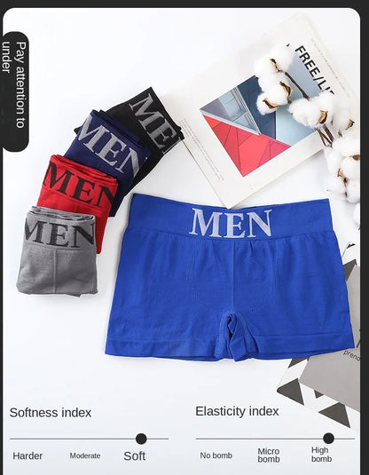 5PCS Thin High Elastic Men's Boxers Comfortable Plain Color Boxer Briefs Breathable Solid Underpants for Men