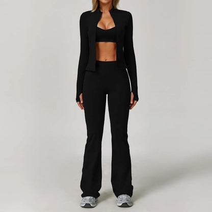 Women Yoga Sports Set - Running Fitness Outfit with Super Elastic, Breathable Gym Tracksuit