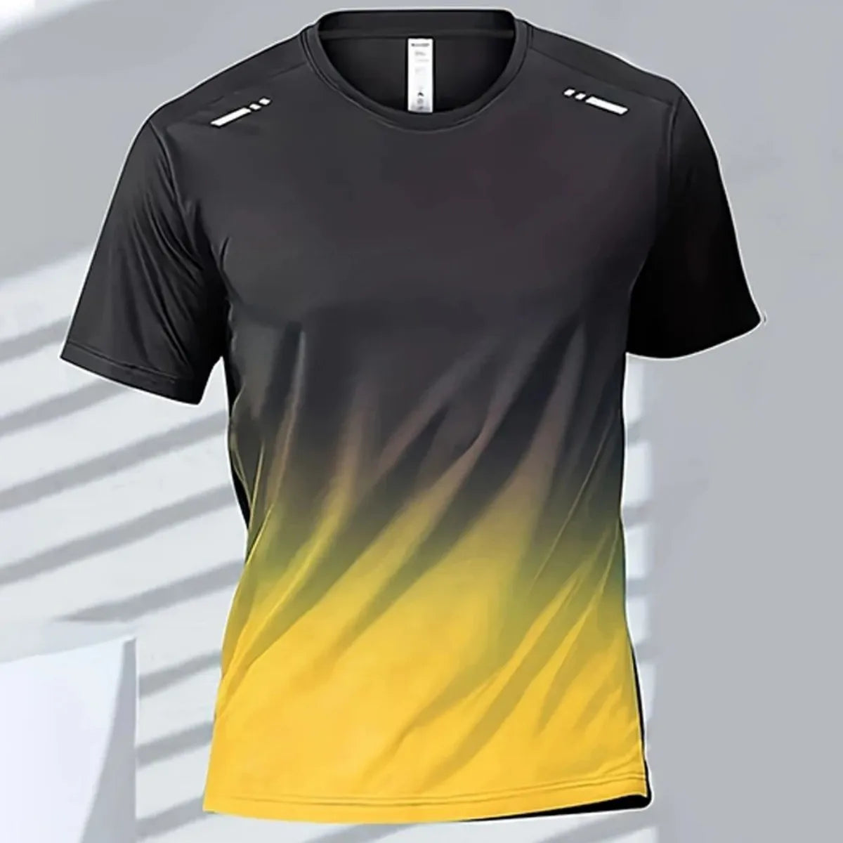 Men's Gradient Print T-Shirt – Breathable Quick-Dry Round-Neck Top