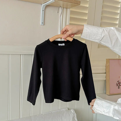 9 Colors Children's T-shirt Cotton Long Sleeve Solid Color Base Coat Leisure Wear Boys Girls Tops Kids Clothes