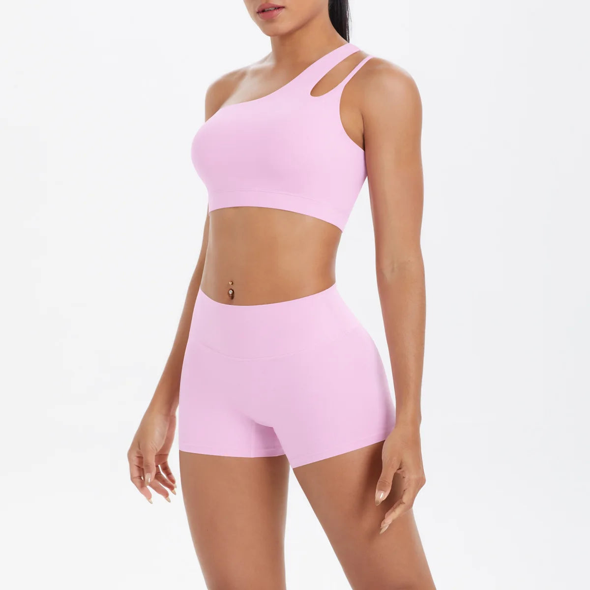 JUREN Yoga Clothes Set 2 Piece Gym Sports Shorts Set Women Tracksuit High Waist Shorts Fitness Suit Running Bra Workout Outfits