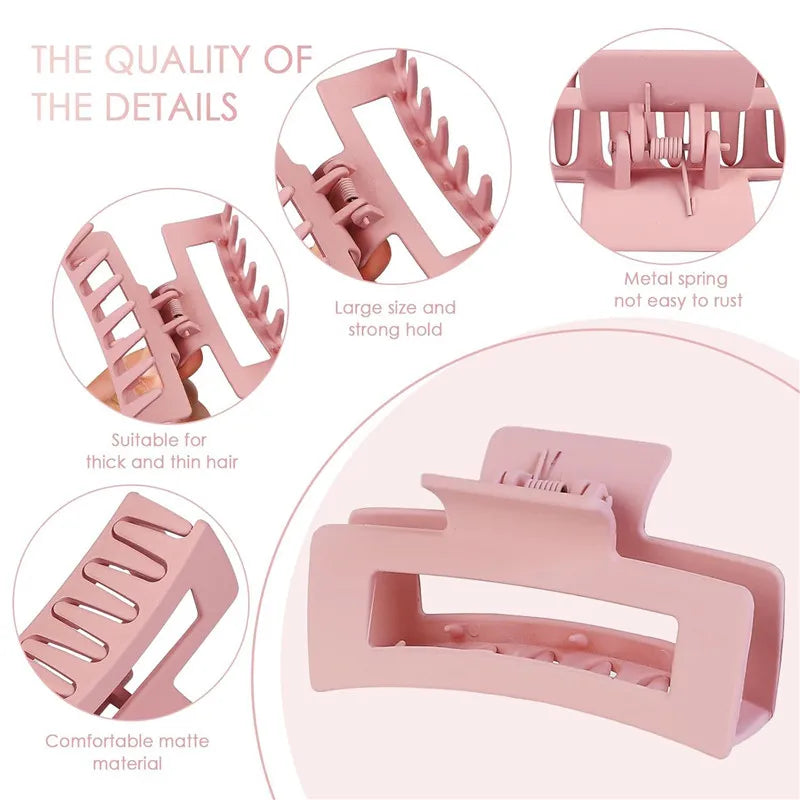 5 Inche Extra Large Claw Clips for Thick Hair and Long Hair, 4 Pack Xl Jumbo Claw clips, Oversized Matte Non-slip Rectangle Hai