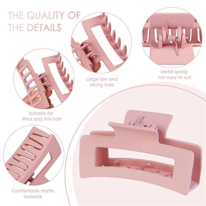 5 Inche Extra Large Claw Clips for Thick Hair and Long Hair, 4 Pack Xl Jumbo Claw clips, Oversized Matte Non-slip Rectangle Hai