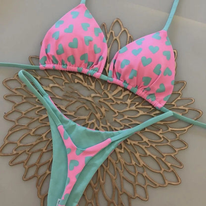 Womens G-String Bikini - Split Print Swimwear for Beach Holiday - ZOOMNSTORE