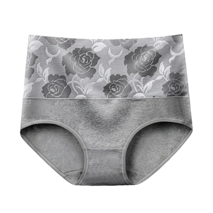 Plus Size L-5XL Women's Briefs Underwear Cotton High Waist Tummy Control Panties Rose Jacquard Ladies Panty Multipack