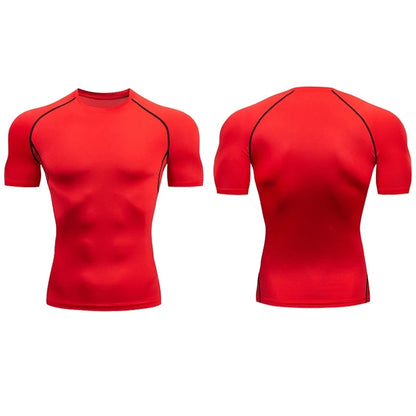 Men Compression Running T Shirt Fitness Tight Short Sleeve Tshirt Training Jogging Shirts Gym Sportswear Quick Dry