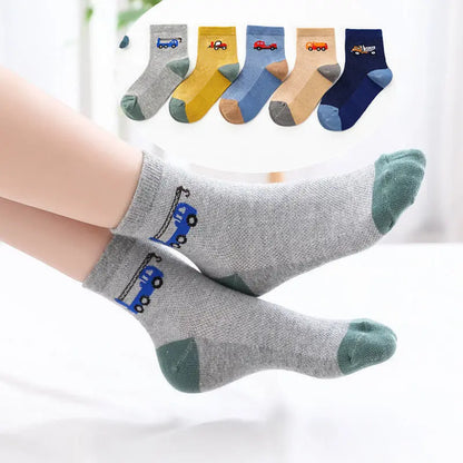 Kids Toddlers Cotton Ankle Socks Cartoon Engineering Vehicle Breathable Spring Autumn Summer Winter Short Socks for Children Boy