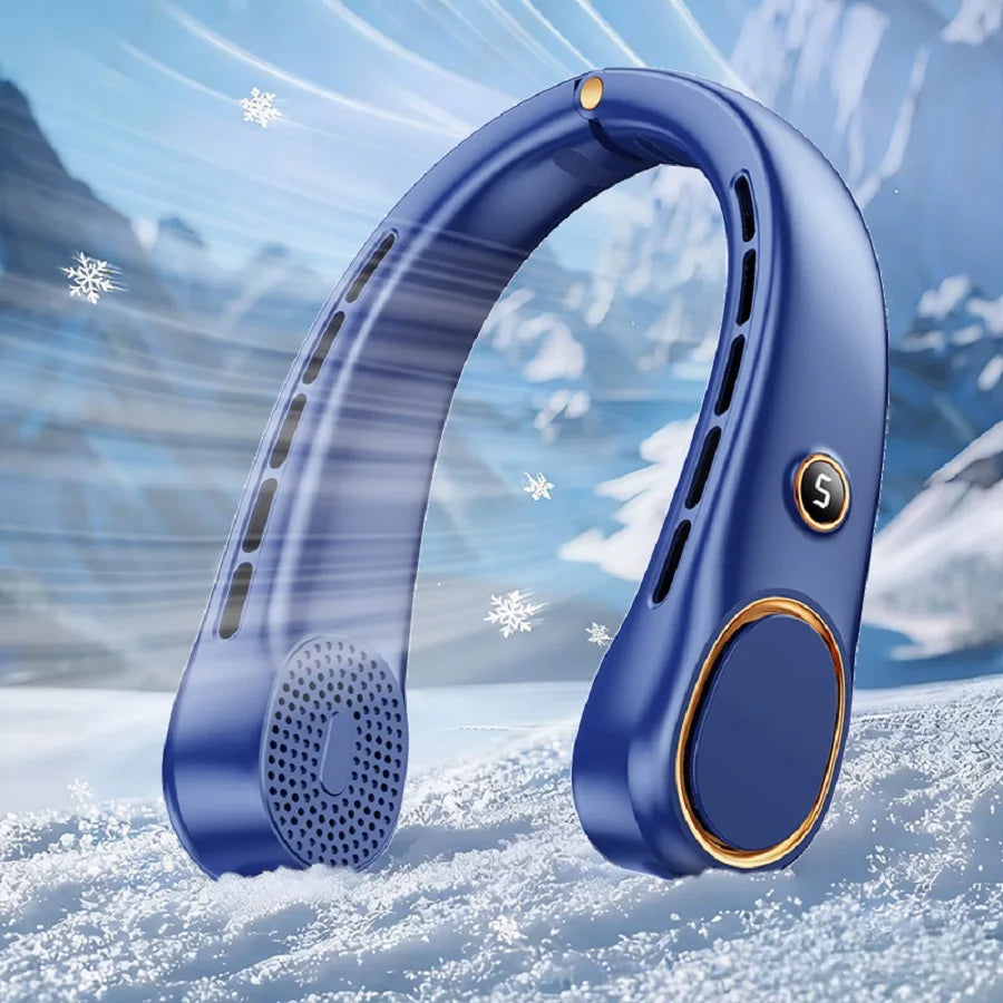 Portable Neck Fan, Hands Free Bladeless Fan, 5 Speeds, 3000 mAh Battery Operated Wearable Personal Fan, Twistable, Rechargeable