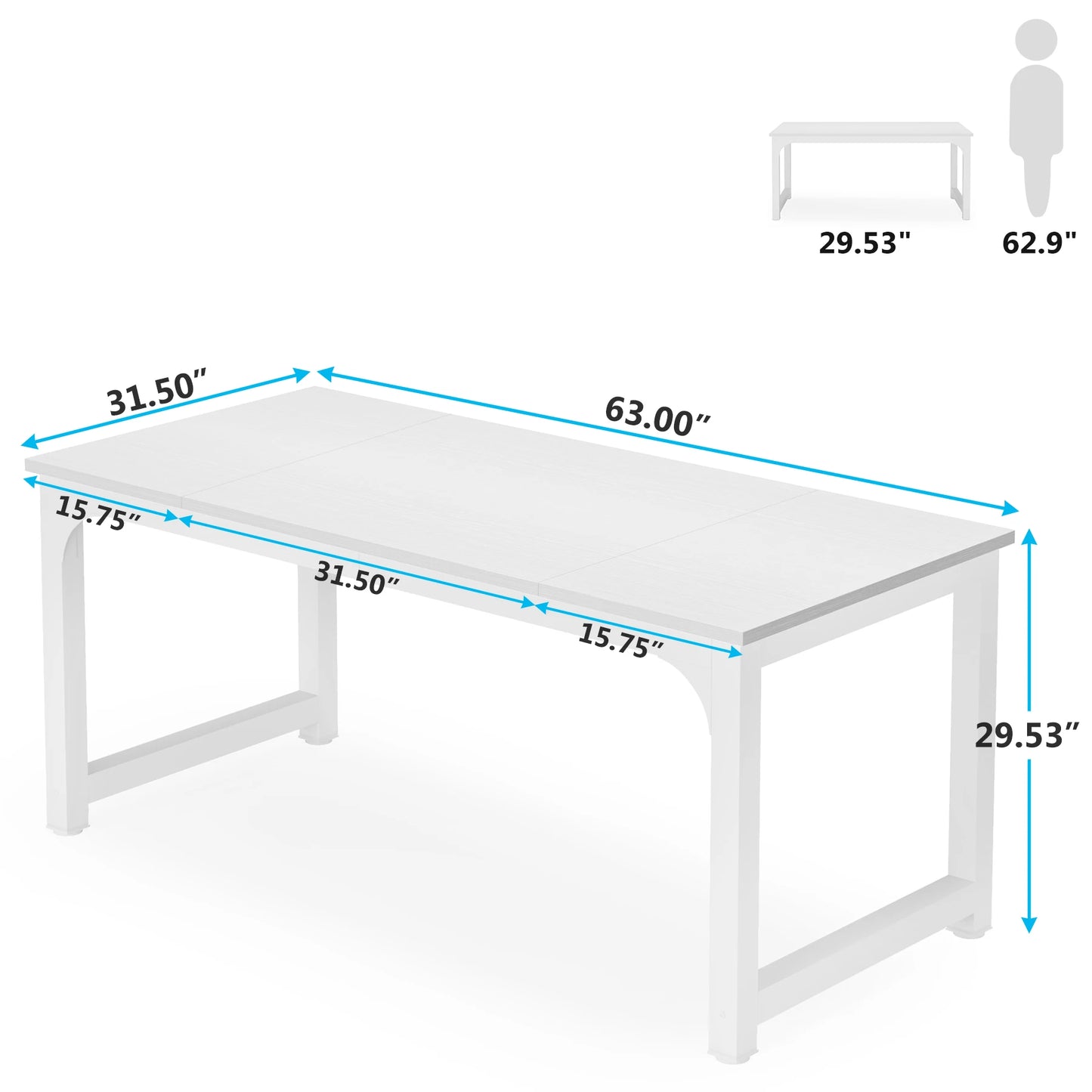 Large Office Desk | Modern Computer Desk - Spacious Writing Workstation for Home Office