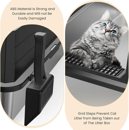 XXXL Stainless Steel Litter Box - Extra Large Metal Cat Litter Box for Big  Multiple Cats with High Sides - ZOOMNSTORE