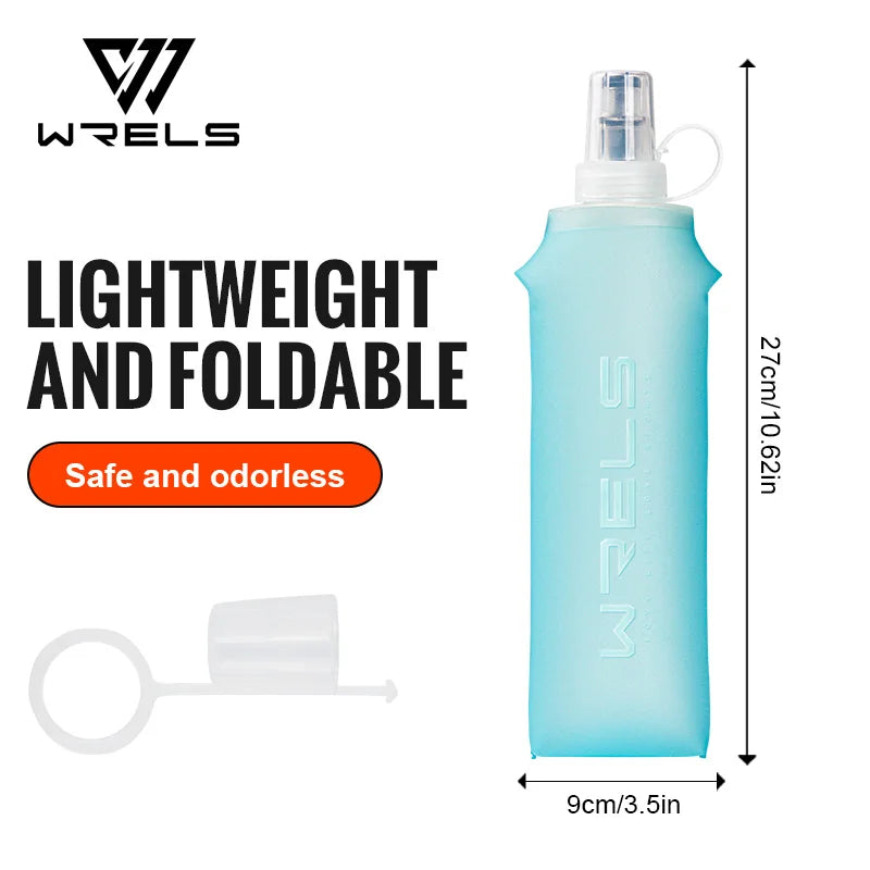 WRELS Soft Water Bottle Collapsible Soft Flask TPU Running Water Bottle Foldable Water Bag BPA-Free Sports Soft Water Flask