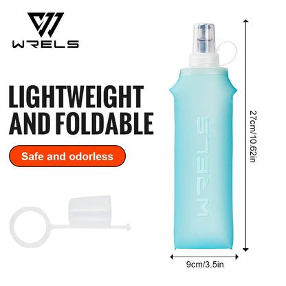 WRELS Soft Water Bottle Collapsible Soft Flask TPU Running Water Bottle Foldable Water Bag BPA-Free Sports Soft Water Flask