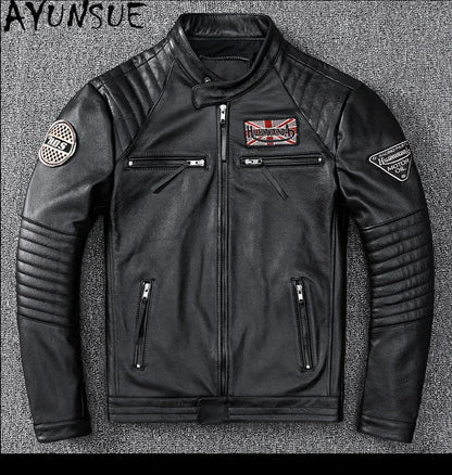 Mens Leather Jacket Autumn Men Clothing Handsome Motorcycle Jackets Two Colors Short Coats Kurtka Męska Skórzana Slim