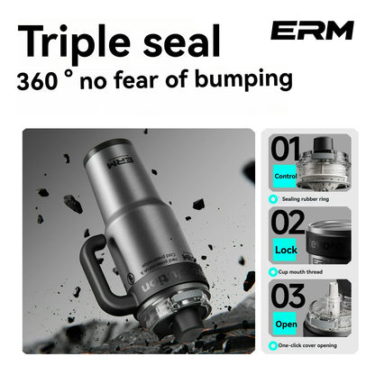 1200ML Extra Large Tumbler Ceramic Drinkware Stainless Steel Water Bottle Insulated Vacuum Flask Straw & Handle Leakproof Mug
