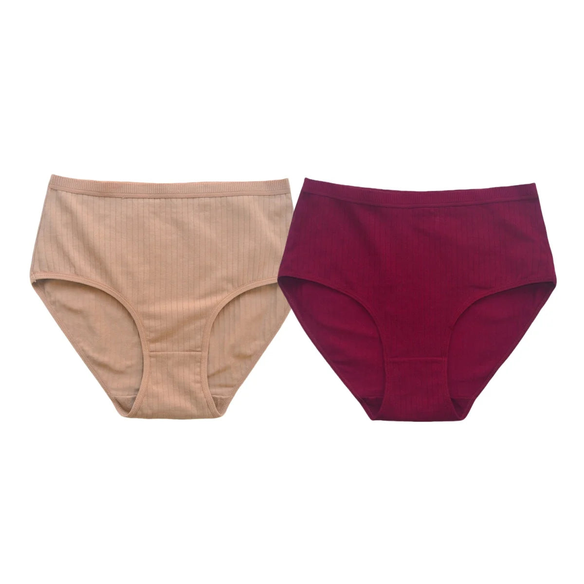 2Pcs/Set Women High Waist Cotton Panties Soft Stretch Tummy Control Ladies Rib Knit Underwear Sexy Lingerie Comfort Briefs S-XXL