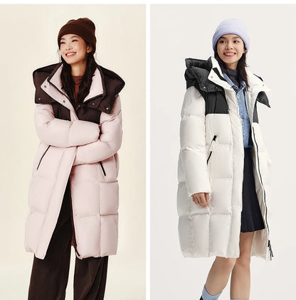 Semir Down Jacket Women Long Length Waterproof Oil-proof Stain-proof 2026 New Winter Detachable Hooded Winter Clothing Coats