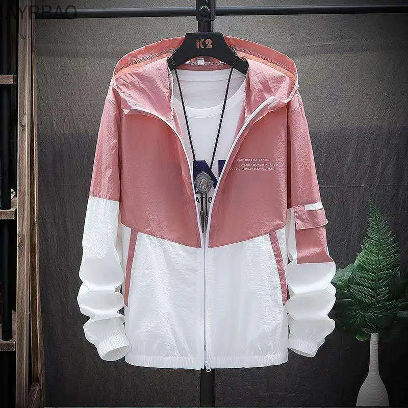 Korean Style Sun Protection Hoodie Jacket for Men Thin Breathable UV Shield Outdoor Windbreaker Fishing Hiking Sun Jacket Unisex