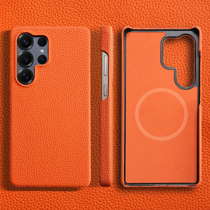 Magsafe Case Samsung - Genuine Cowhide Leather Magnetic Phone Protector for Galaxy S24 Ultra