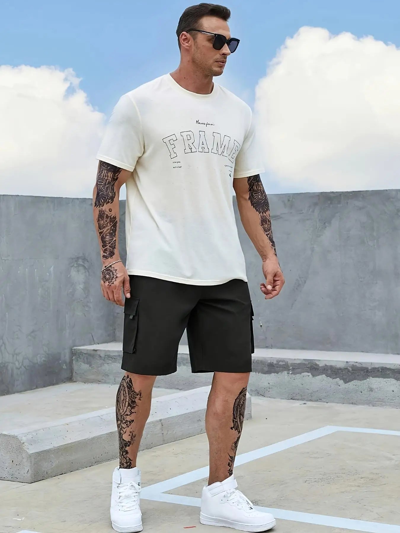 Men's Cargo Shorts - Casual Lightweight Polyester Shorts with Adjustable Drawstrings & Zipper Pockets