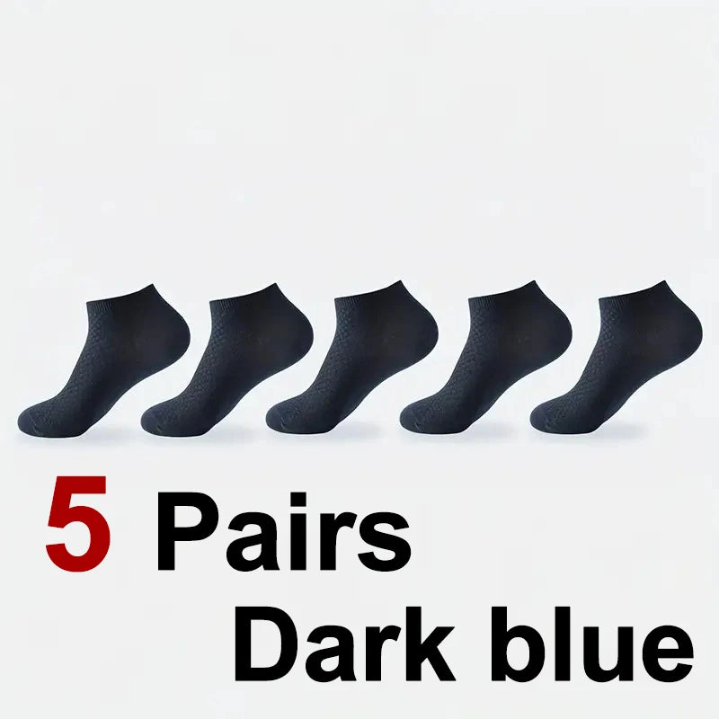 1/5 Pairs Men Bamboo Fiber Business Ankle Socks Spring Summer Lightweight Breathable Odor Proof Sweat Absorbing Leisure Socks
