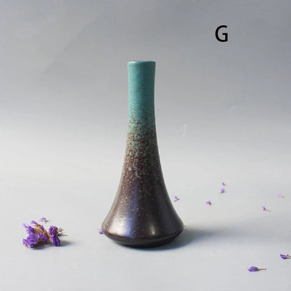 Black Ceramic Small Vase - Simple Japanese Home Decoration