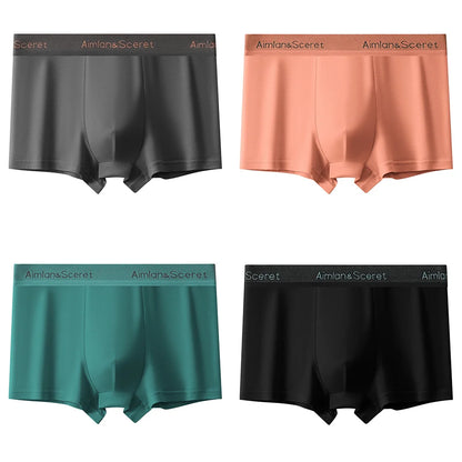 4Pcs Men Underwear Sporty Boxers Plus Size Youth Boxer Shorts Comfortable Breathable Flat Pants Men's Square Panties Briefs Gift