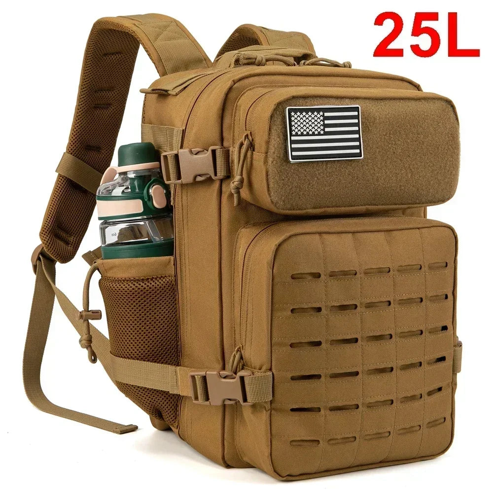 Tactical Backpack - 2545L Outdoor Rucksack with Dual Cup Holder for School Gym and Camping