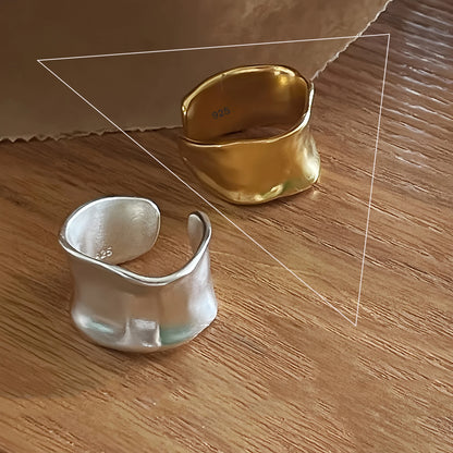 Sterling Silver Rings Adjustable Vintage Hip Hop Couples Silver Bands | Hollow Line Design