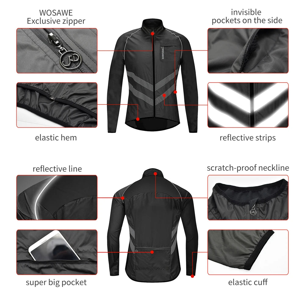 WOSAWE Cycling Jackets Summer Bicycle Jackets Windbreaker Lightweight MTB Sports Windbreaker Outdoor Sunscreen Riding Equipment