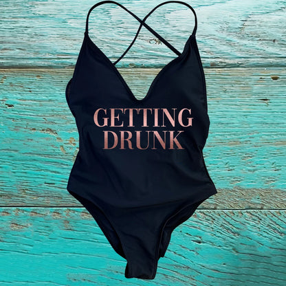 GETTING MARRIED Padded Bride  One Piece Swimsuit GETTING DRUNK Women Swimwear Bathing Suit Swimming Suit Summer SQUAD Beachwear