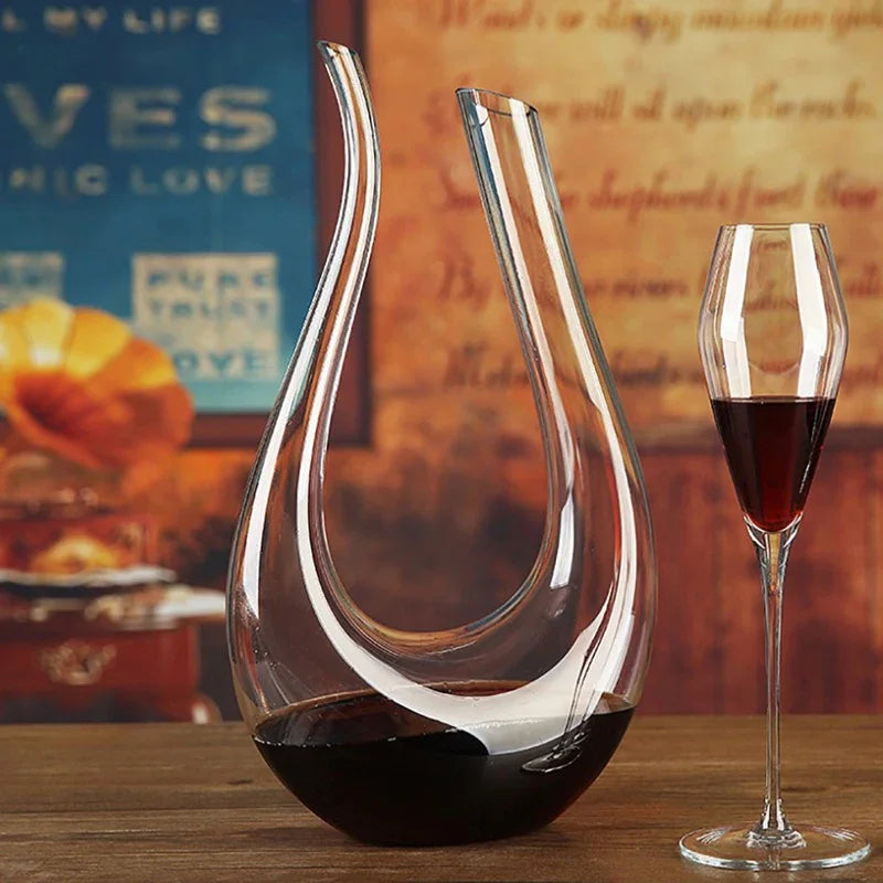 Crystal Wine Decanter 1500ML Handmade Lead-Free Glass Jug With Pourer Aerator