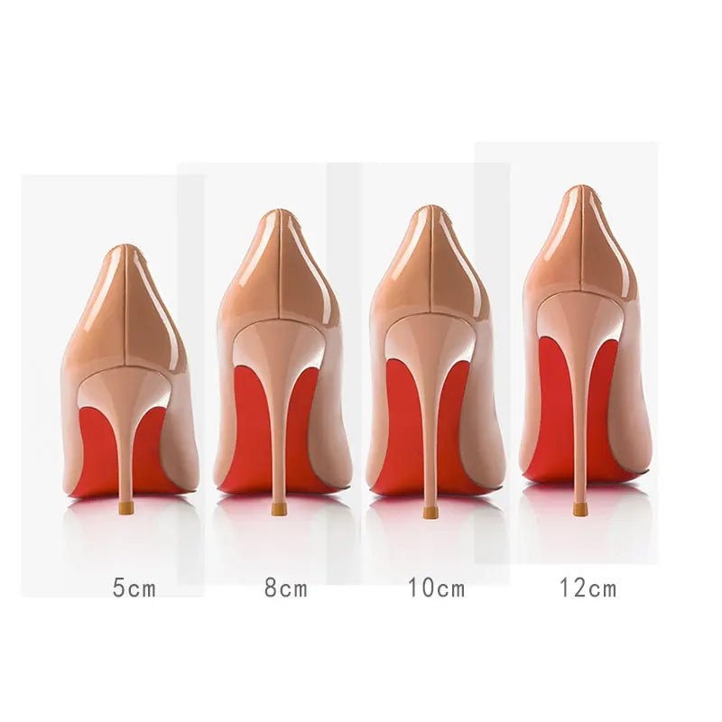 Black Women's Elegant High Heels Red Shiny Bottoms Luxury Brand Women Heels 2025 Trend Pointed Toe Sexy Party Pumps Shoes Women