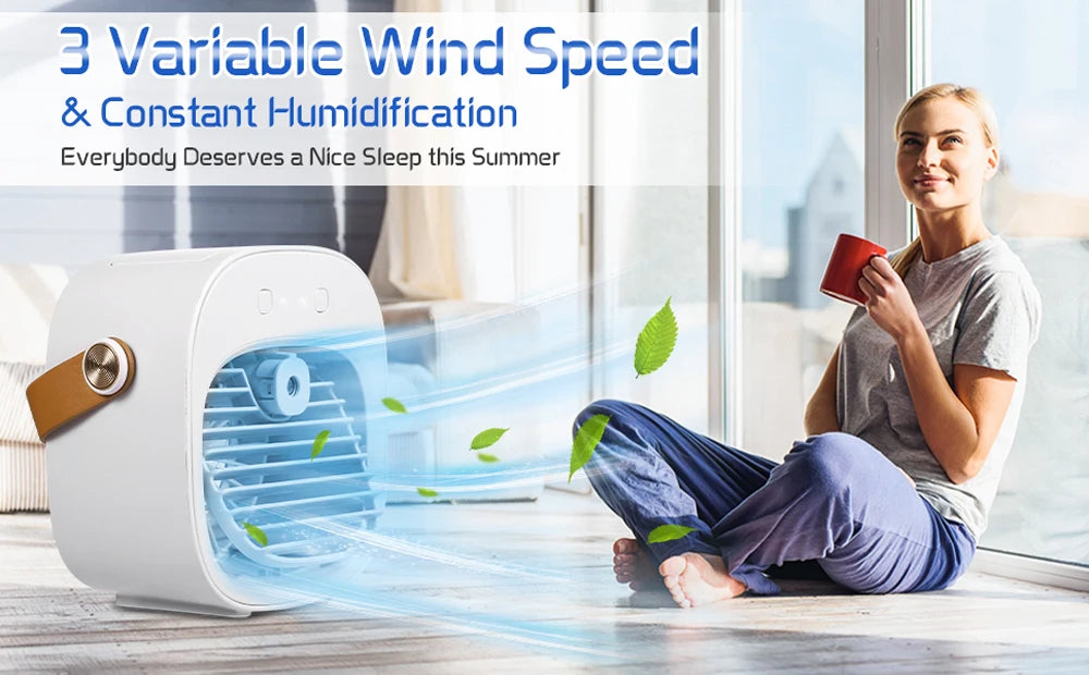 Portable Air Conditioner Rechargeable Mini Air Conditioners Personal Air Conditioning Cordless Air Cooler Fan For Room Camping