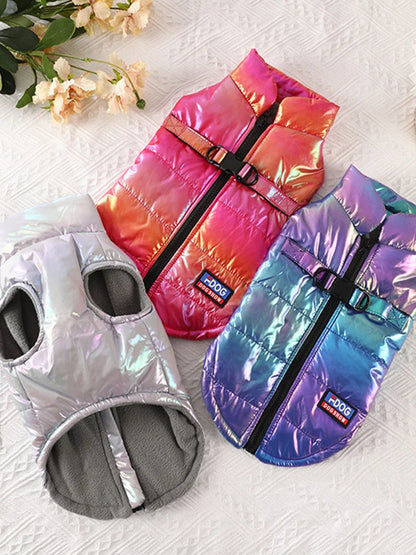 Pet Autumn and Winter Rainbow Gradient Vest, Winter Small and Medium-sized Universal Dog Coat Puppy Clothes