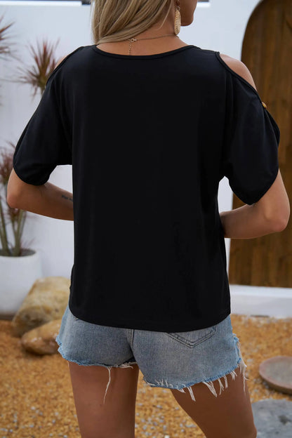 Summer New Black Off Shoulder T Shirt Women Casual Commute Short Sleeve Top Ladies Fashion Tee Trendy Relaxed Fit
