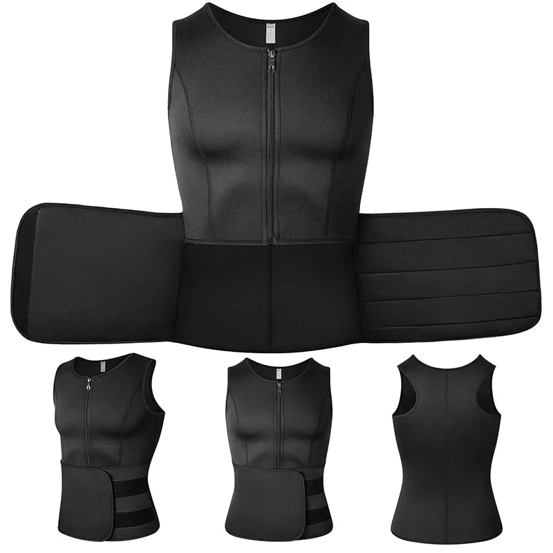 Men Body Shaper Vest – Waist Trainer Shirt | Slimming Compression Undershirt Sauna Sweat Vest