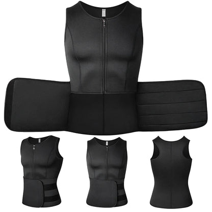 Men Body Shaper Vest – Waist Trainer Shirt | Slimming Compression Undershirt Sauna Sweat Vest