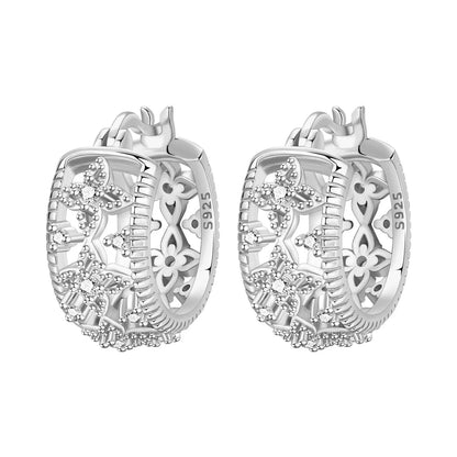 Orstarry S925 Sterling Silver Square Chain With Stone Inlaid Earrings Hoop Earrings For Women Jewelry Original Party Trendy Gift