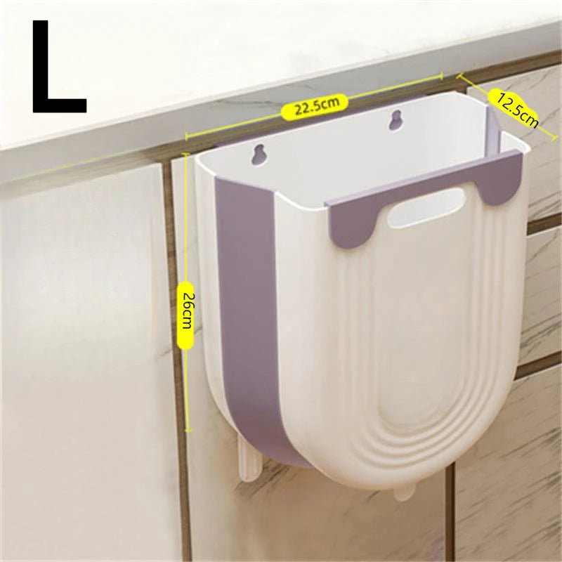 Wall-Mounted Folding Trash Can - Kitchen  Bathroom Space Saver