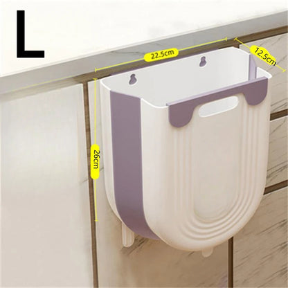 Wall-Mounted Folding Trash Can - Kitchen  Bathroom Space Saver