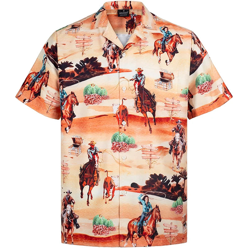 Full Print Beer Graphic Hawaiian Shirt for Men Short Sleeves Button Down Beach Alho Shirts Mens Oversized Blouse Shirts Clothes