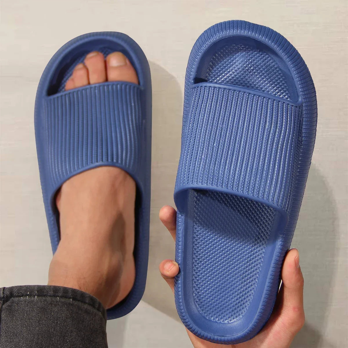 Eva's Simple Men's Slippers For Man Size 45 Poop Slippers. Wearing Soft-Soled Anti-Slip Shoes In Summer. And Women's Slippers